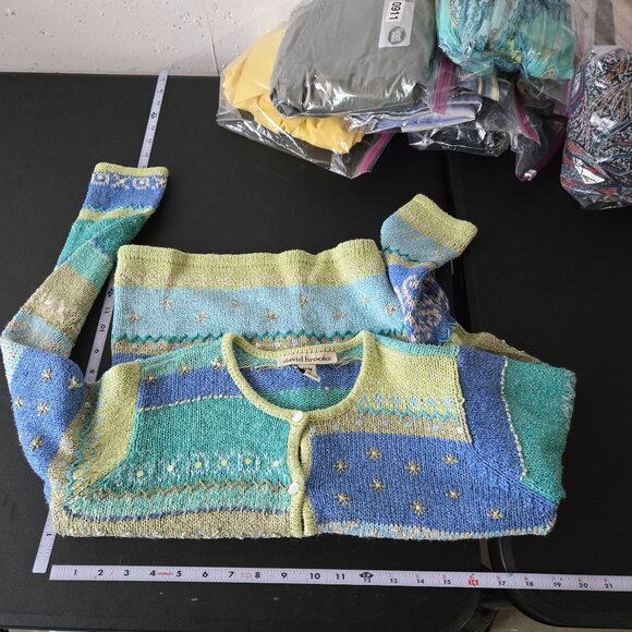 David Brooks Silk Cardigan Sweater Size Medium Cottage Coquette Vintage Art Knit - Picture 10 of 12